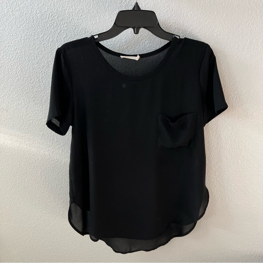 💗LUSH Black Short Sleeve Blouse